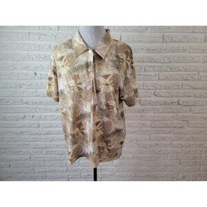 Shenanigans Womens Shirt XL Collared Lightweight Buttons Scripted FLO228E